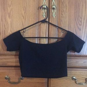 American Apparel Off the shoulder Black Crop Top